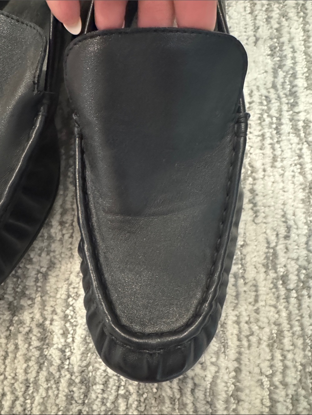 Black Leather Slip-On Moccasin Loafers - Picture 4 of 8